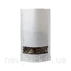 Пакет Дой-пак крафт білий 130х200 + вікно з zip-замок