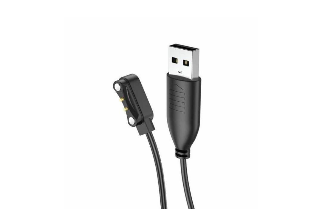 Магнітний фірмовий USB кабель для зарядки смарт-годинників Hoco Y5 / Hoco Y6 / 60 см. / Чорний, фото 1