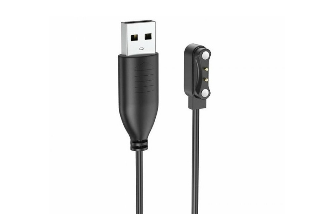 Магнітний фірмовий USB кабель для зарядки смарт-годинників Hoco Y7 / Hoco Y8 / 60 см. / Чорний, фото 1