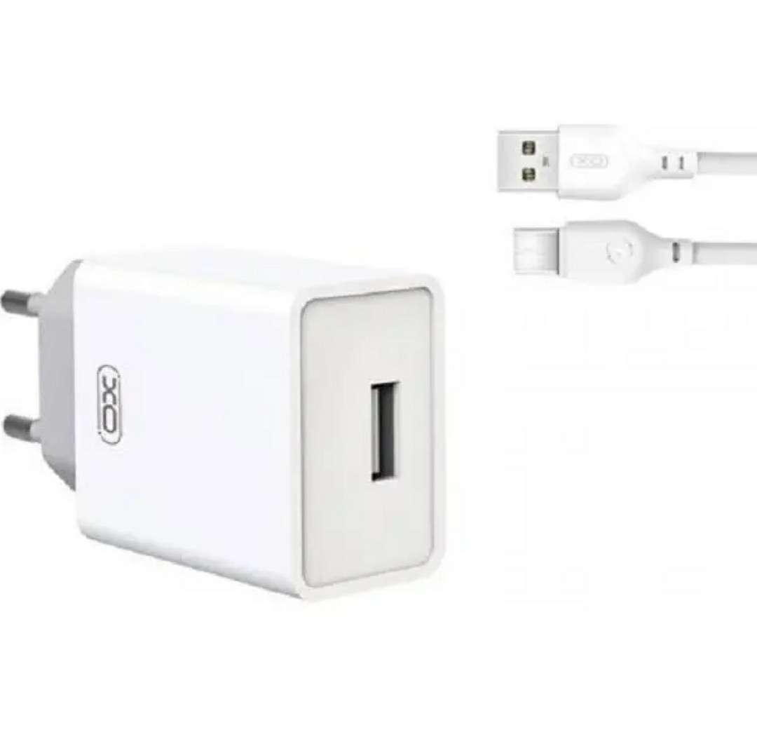 Блок живлення XO-L93 з кабелем Type-C - USB / 5 вольт / 2.4 Ампера / 1 USB / Білий, фото 1