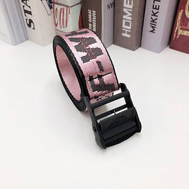 Ремінь на Пояс Off White Original Belt Рожевий з чорним пряжкою 150 см