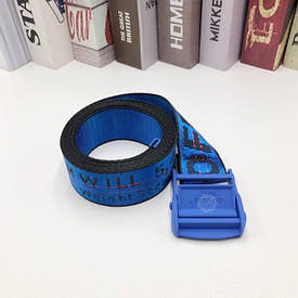 Ремінь на Пояс Off White Original Belt Синій з синьою пряжкою 150 см