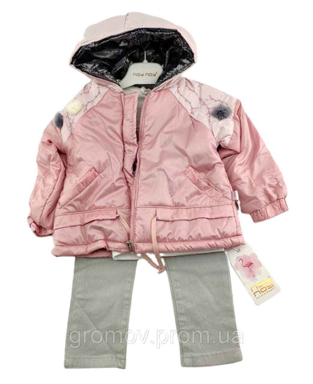 Дитячий костюм Туреччина 2, 3, 4, 5 років для дівчинки з курткою та джинсами рожевий (КДД14), фото 1