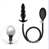 Надувний анальний чорний стимулятор 11 см, Пробка анальна розширювач із грушею, Інтимні іграшки, фото 6