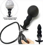 Надувний анальний чорний стимулятор 11 см, Пробка анальна розширювач із грушею, Інтимні іграшки, фото 7