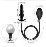 Надувний анальний чорний стимулятор 11 см, Пробка анальна розширювач із грушею, Інтимні іграшки, фото 5