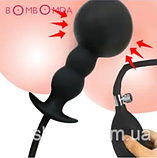 Надувний анальний чорний стимулятор 11 см, Пробка анальна розширювач із грушею, Інтимні іграшки, фото 4