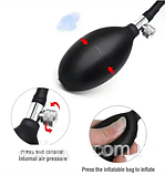 Надувний анальний чорний стимулятор 11 см, Пробка анальна розширювач із грушею, Інтимні іграшки, фото 3