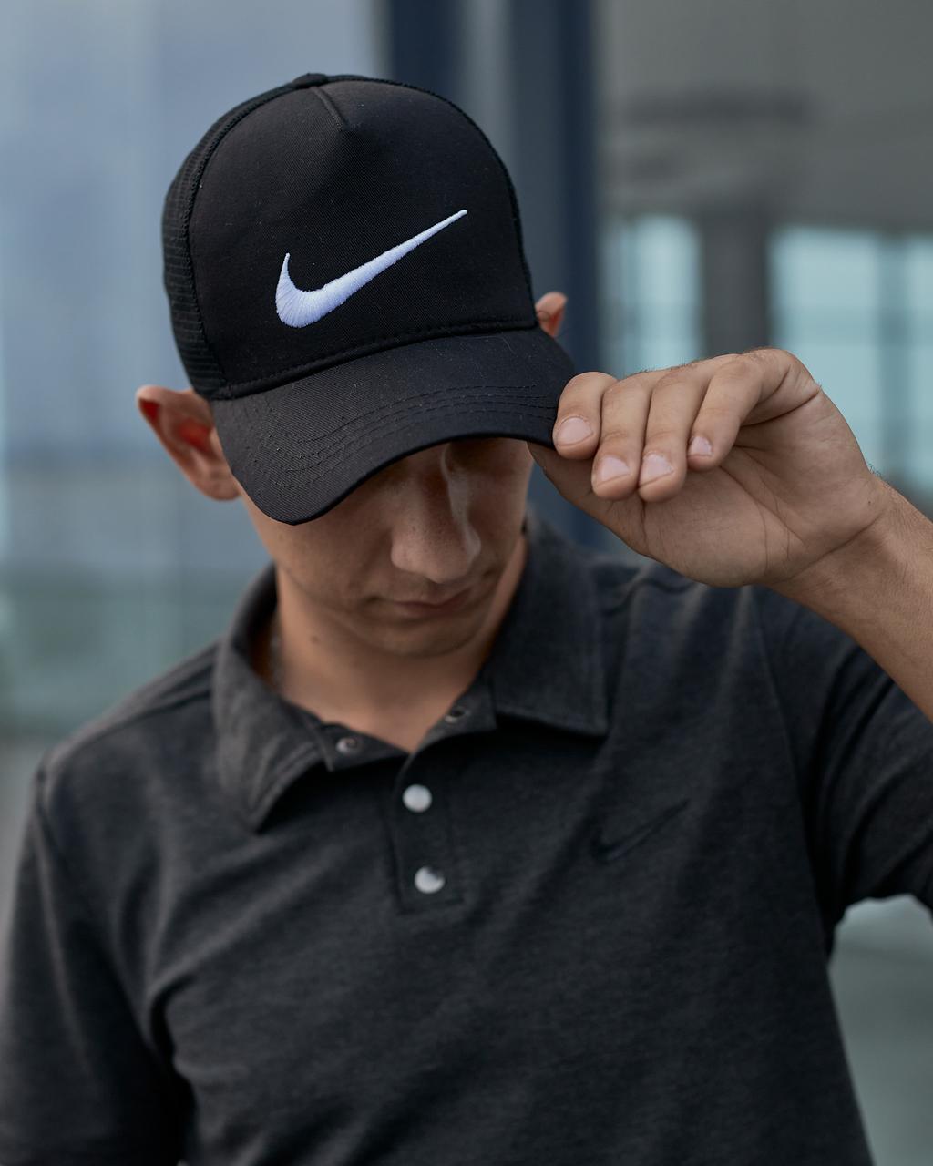 Кепка Nike чоловіча котонова чорна ⁇ Бейсболка Найк на літо