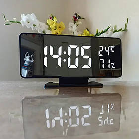 Годинник електронний настільний дзеркальний VST-888Y чорний (біла підсвітка)