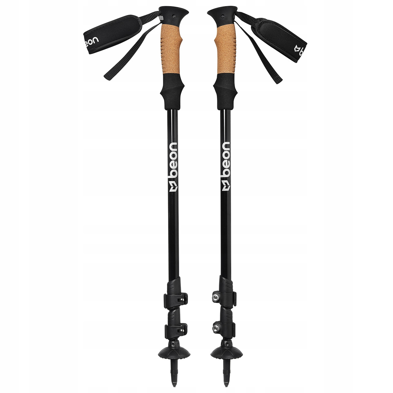 Палиці Beon Pro Black 61-135 см чорні туристичні для Nordic Walking для ходіння по горах регульовані
