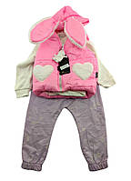 Детский костюм Турция 1, 2, 3 год для девочки с безрукавкой теплая розовая (КДД24)