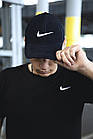 Кепка Nike чоловіча коттонова чорна з білим лого Бейсболка Найк на літо, фото 3