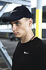 Кепка Nike чоловіча коттонова чорна з білим лого Бейсболка Найк на літо, фото 4