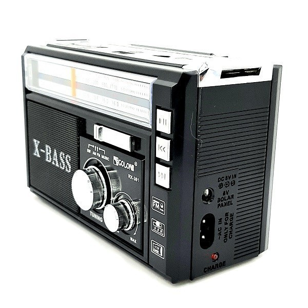 Радіоприймач з LED ліхтарем Golon MP3/WMA RX-381 чорний
