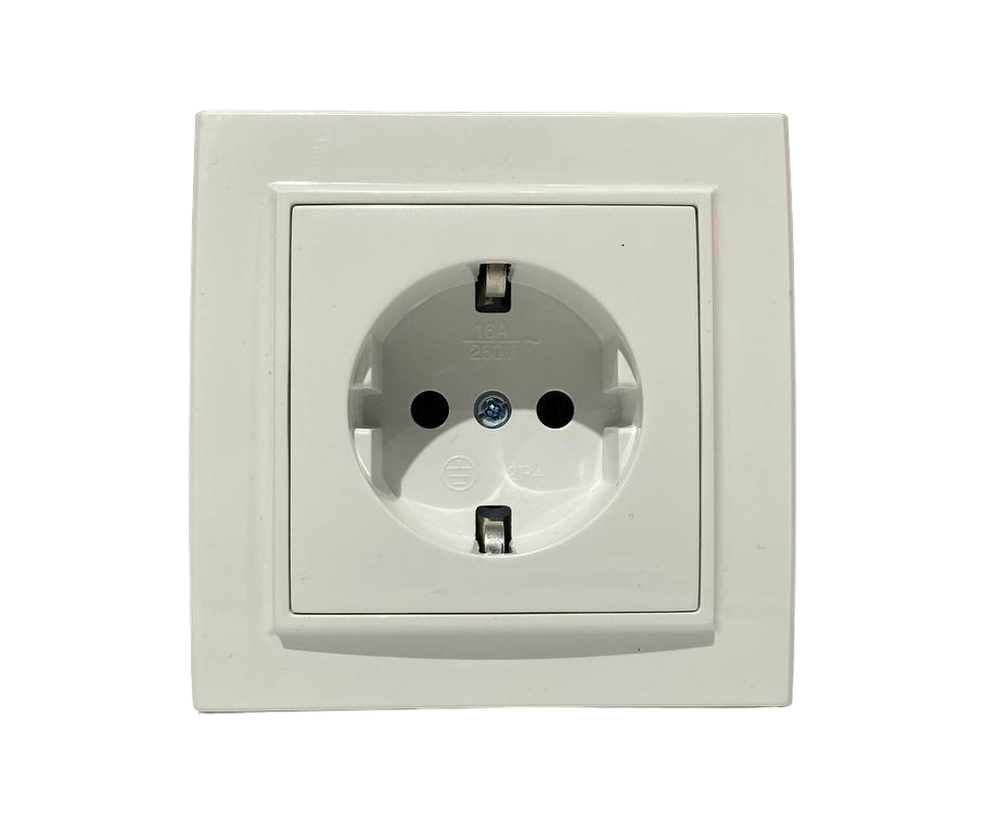 Розетка одинарная з/з встроенная термопластик белая 16А COMFORT ТМ LUMANO