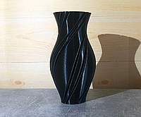 Фигурная декоративная, тонкостенная ваза «Вдавленная спираль» Черный, 100