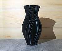Фигурная декоративная, тонкостенная ваза «Вдавленная спираль» Черный, 150