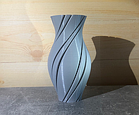 Фигурная декоративная, тонкостенная ваза «Вдавленная спираль» Серый, 100
