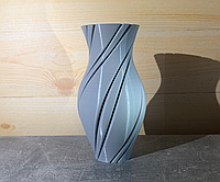 Фигурная декоративная, тонкостенная ваза «Вдавленная спираль» Серый, 150
