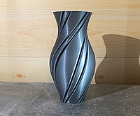 Фигурная декоративная, тонкостенная ваза «Вдавленная спираль» Серый металлик, 150