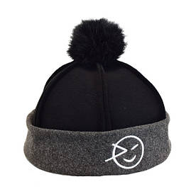 Осінньо-зимова вовняна шапка студентка Чорна 56-58 см