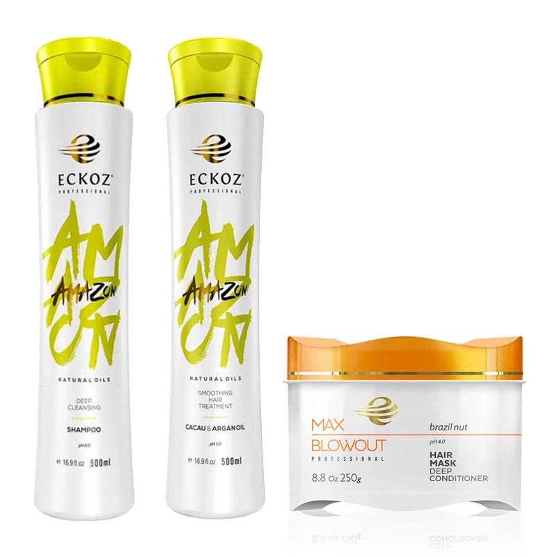 Набір Max Blowout Amazon Cacau&Argan Oil шампунь глибокого очищення, кератин і маска 250+500+250 мл