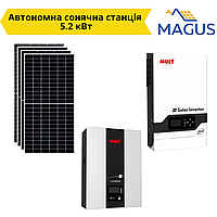 Автономная солнечная станция 5.2 кВт (мощность панелей 3.4 кВт + АКБ LiFePO4)