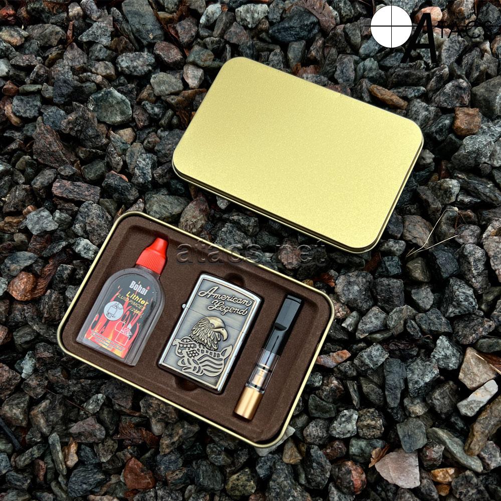 Набір подарунковий із бензиновою запальничкою в металевому кейсі