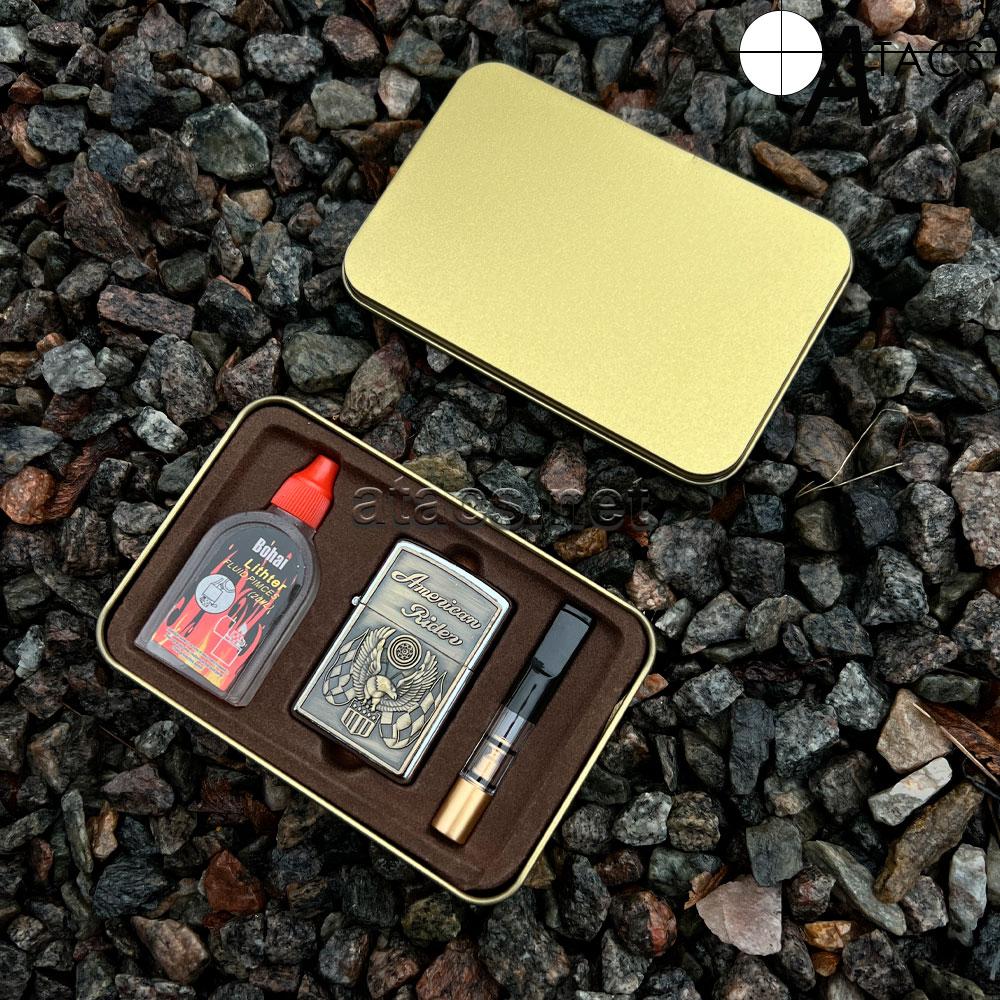 Набір подарунковий із бензиновою запальничкою в металевому кейсі