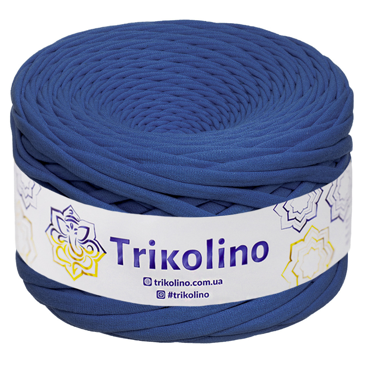 Трикотажна пряжа Trikolino, ширина нитки 7-9 мм., довжина мотка 100 м., Синій