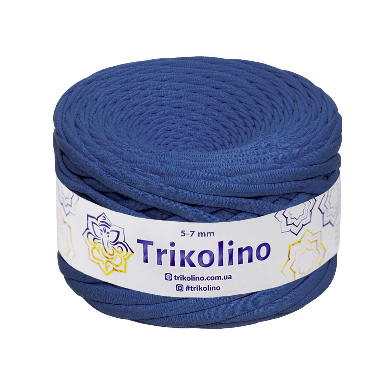 Трикотажна пряжа Trikolino, 5-7 мм., 100 м., Синій, нитки для в'язання