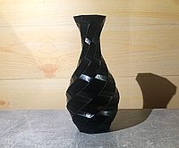 Круглая декоративная, тонкостенная ваза «Полигональная спираль». Черный, 150