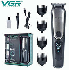 Універсальний акумуляторний триммер VGR V-105 5в1 машинка для стрижки волосся бороди, фото 2