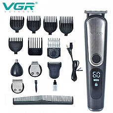 Універсальний акумуляторний триммер VGR V-105 5в1 машинка для стрижки волосся бороди, фото 3