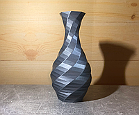 Круглая декоративная, тонкостенная ваза «Полигональная спираль». Серый металлик, 100