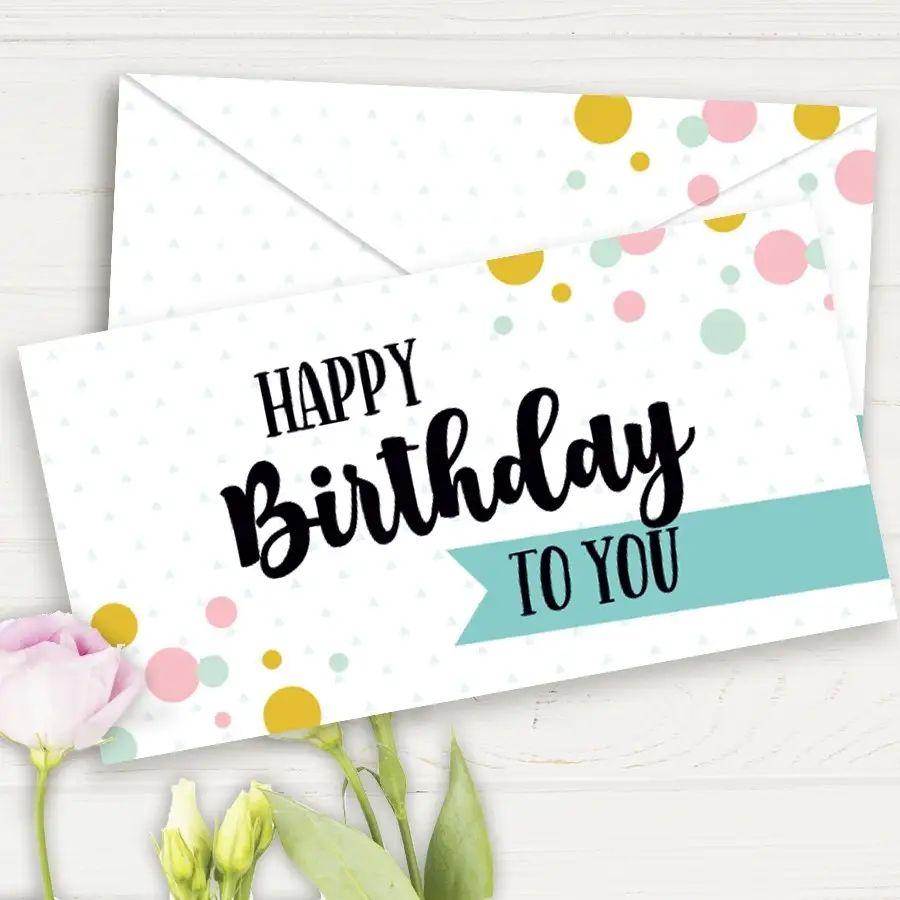 Подарунковий конверт "Happy Birthday to you" білий 1шт.