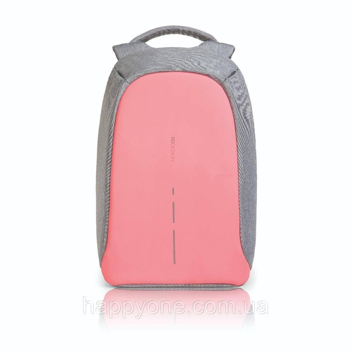Рюкзак міський протикрадій XD Design Bobby Compact Coralette (сірий рожевий)