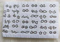 Серьги-гвоздики набор из 36 пар в серебряном цвете