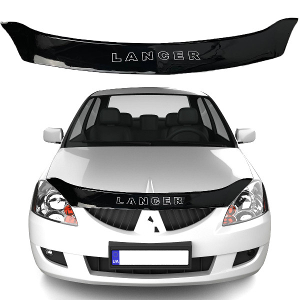 Дефлектор капоту мухобійка Mitsubishi Lancer IХ 2003-2007 (Коротка) Voron Glass, фото 1