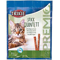 Лакомство для котов Trixie PREMIO Quadro-Sticks палочки дом.птица/печень 5шт*5гр