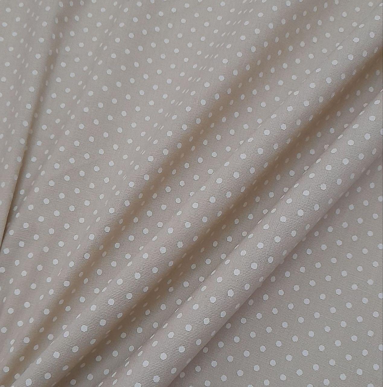 Відріз 0,58м поплін дрібний горошок 2мм світлий беж, фото 1