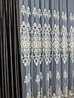 Фатинова оксамитова 3D тюль з гарною вишивкою, бархатом і перлинами. Колір: золотий, фото 2
