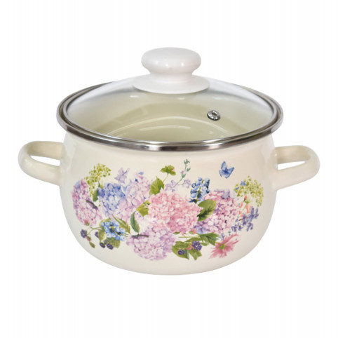 Каструля емальована Idilia зі скляною кришкою 4.250 л. Мікс, фото 1