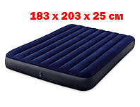Надувной матрас Intex 64755, 183 х 203 х 25 см. Двухместный велюровый интекс для сна для дома.
