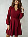 Миле вечірнє жіноче плаття з імітацією запаху, бордове, фото 3