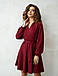 Миле вечірнє жіноче плаття з імітацією запаху, бордове, фото 2