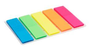 Папір клейка закладка, пластикові 125 шт. 12х45 мм х 5 цв неон D2450-01, фото 1