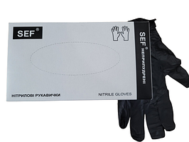 Рукавички нітрилові чорні (S) 4 гр* 50 пар/уп SEF