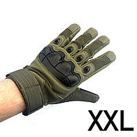 Военные тактические перчатки с резиновыми косточками Олива Хаки демисезонные армейские рукавицы штурмовые XXL